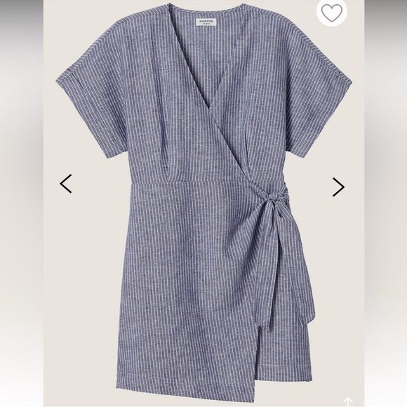 Hudson North Blue Striped Wrap Dress - Picture 1 of 10